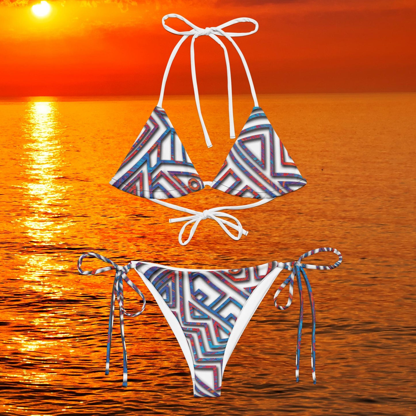 All-over print recycled string bikini